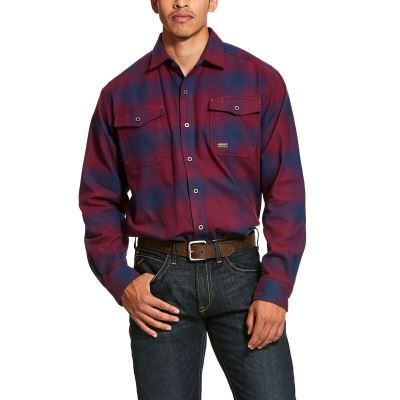 Ariat Rebar Heavyweight Flannel - Overhemd Bordeaux Heren - 14170-404